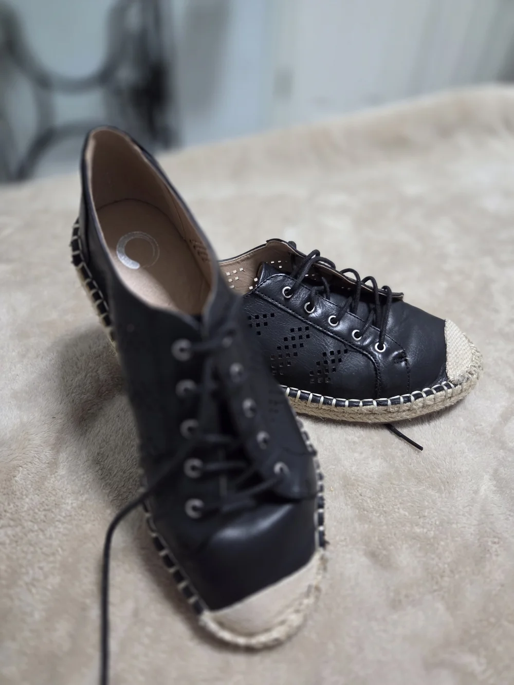 Black Espadrille Lace-Up Women’s Casual Sneakers